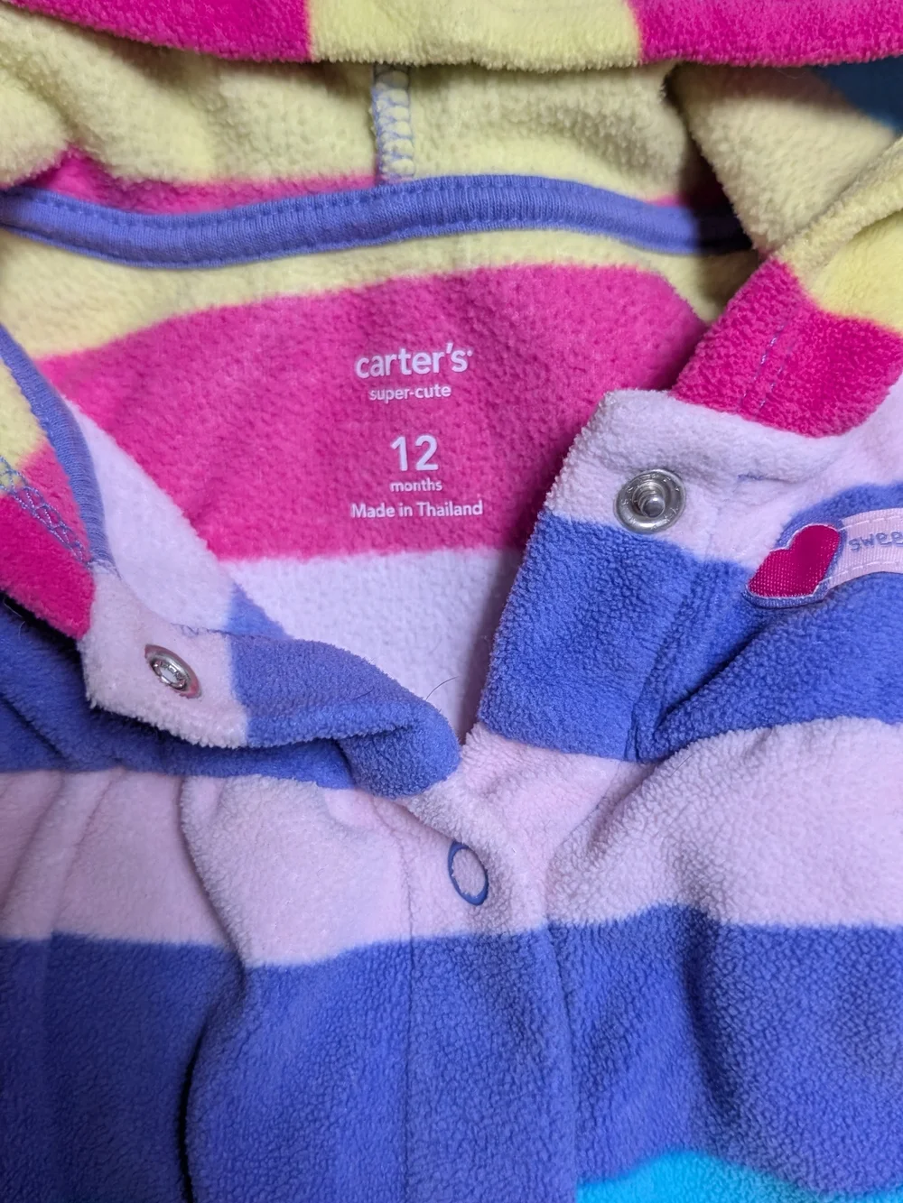 Carter's Multi-Color Striped Hooded One-Piece